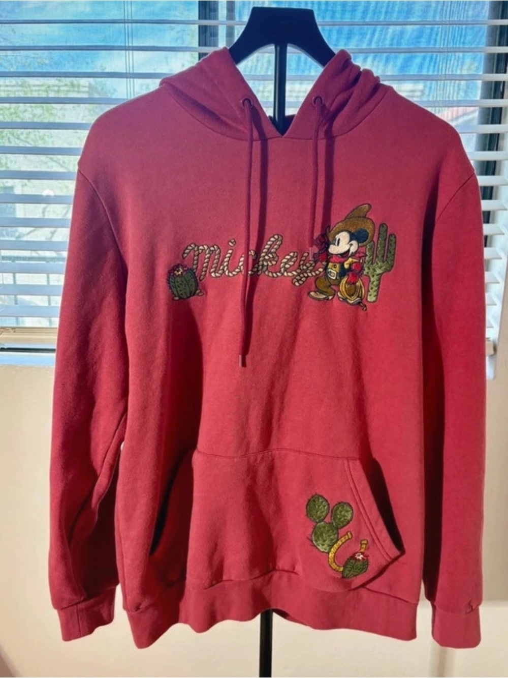 Disney Red Westerm Mickey Cactus Embroidered Pullover Hoodie BOXLUNCH